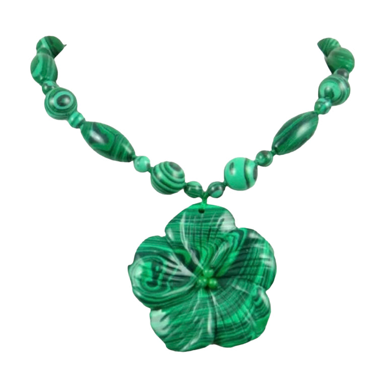 Semi precious malachite oversized flower necklace, shop the best gift gifts for her for him from Inna carton online store dubai, UAE!