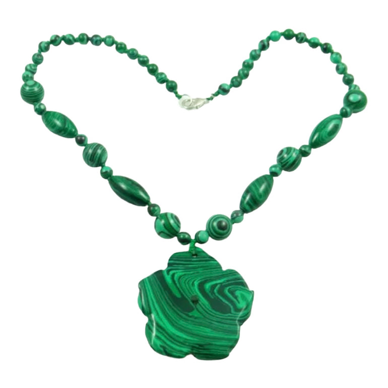 Semi precious malachite oversized flower necklace, shop the best gift gifts for her for him from Inna carton online store dubai, UAE!