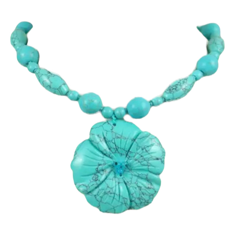 Semi precious turquoise oversized flower necklace, shop the best gift gifts for her for him from Inna carton online store dubai, UAE!