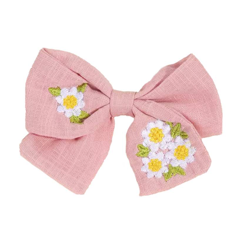 Vintage embroidered floral bow, attached to an alligator clip, the best customize gift and gifts for her and for him from Inna Carton online shop Dubai, UAE!