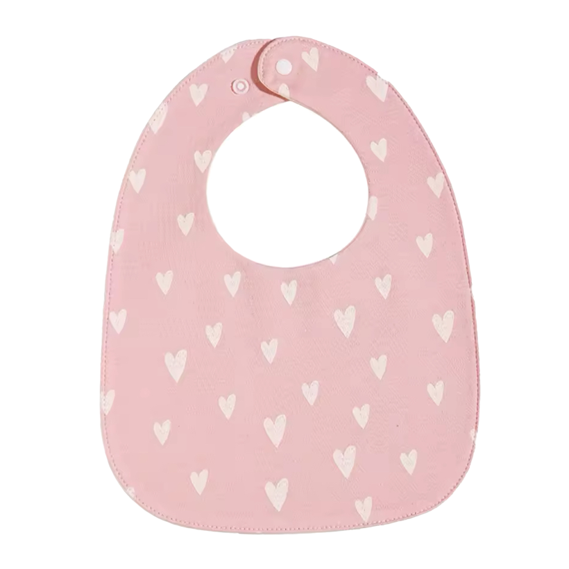 Cotton waterproof adjustable baby heart pink bib, the best customize gift and gifts for her and for him from Inna Carton online shop Dubai, UAE!