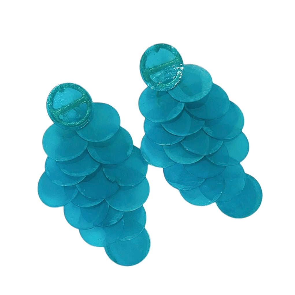 blue beautiful handcrafted fish scale like earrings, shop the best gift gifts for her for him from Inna carton online store dubai, UAE!