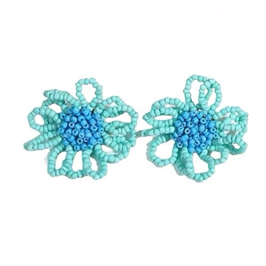 daisy clip-on earrings made of lavender and yellow seed beads, shop the best gift gifts for her for him from Inna carton online store dubai, UAE!