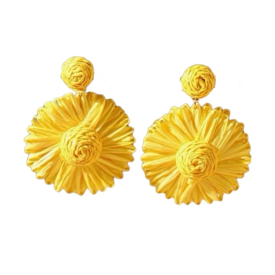 Raffia butterfly backs yellow earrings, shop the best gift gifts for her for him from Inna carton online store dubai, UAE!