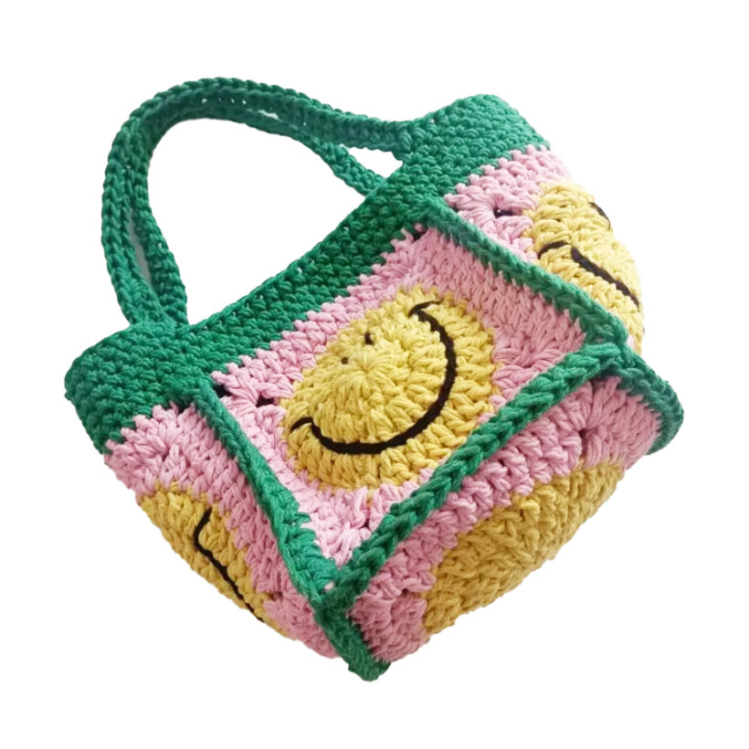 adorable smiley face crochet bag, shop the best gift gifts for her for him from Inna carton online store dubai, UAE!