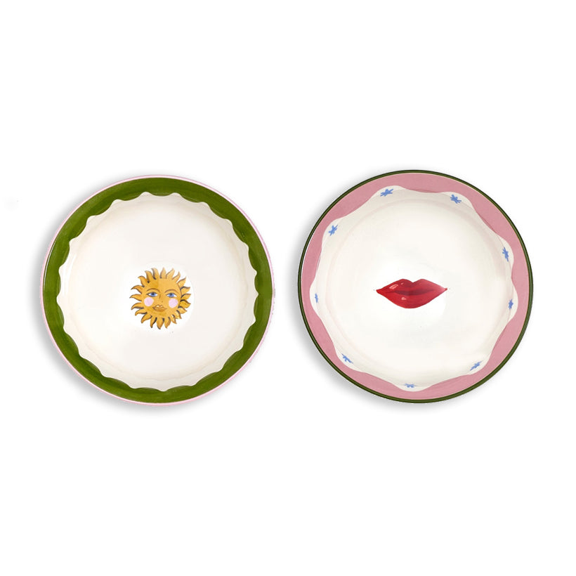 Eleanor Bowmer Electric Coast Set of 2 Nibble Bowls Sun & Lips, the best customize gift and gifts for her and for him from Inna Carton online shop Dubai, UAE!