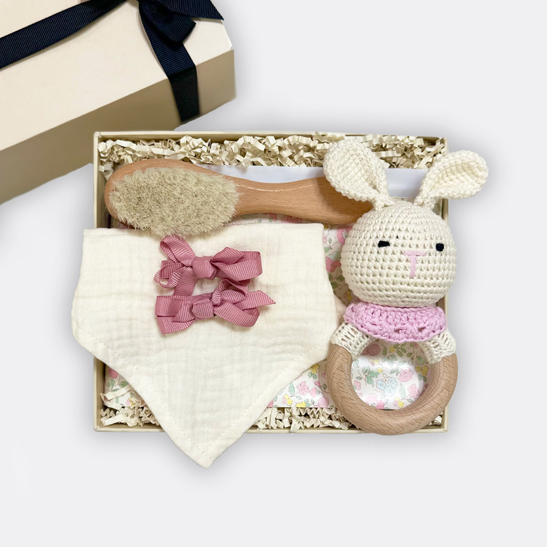 Bunny RaWipe Pouch Baby Brush Bow Hair clip Bandana Bib Off-White, shop the best gift gifts for her for him from Inna carton online store dubai, UAE!
