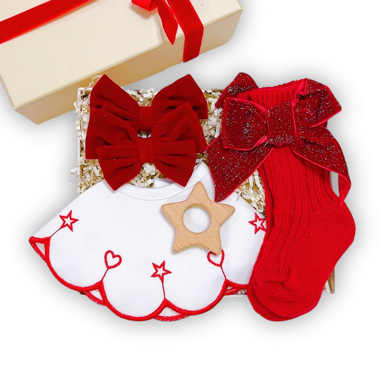 Love Embroidered Cotton Bib Velvet Hair Bows Twinkle Wooden Teether
Velvet Bow Socks, the best customize gift and gifts for her and for him from Inna Carton online shop Dubai, UAE!